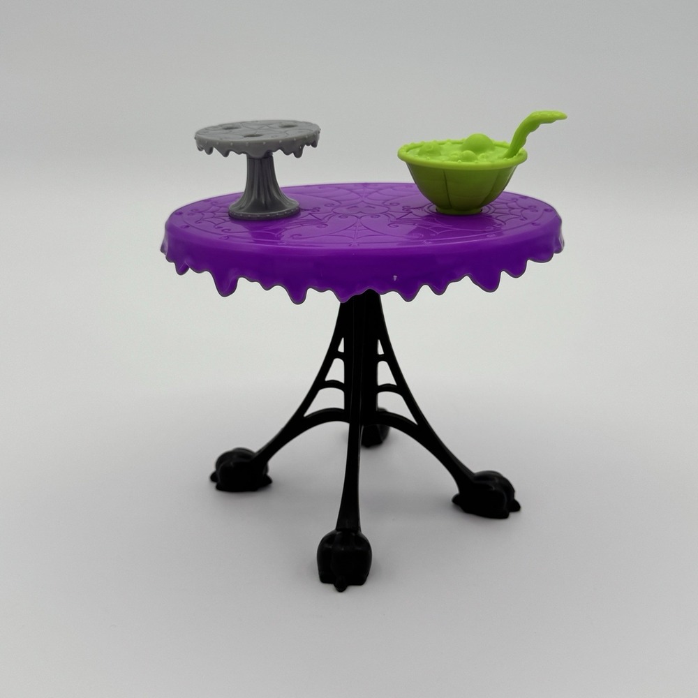 Monster High Dollhouse Table Purple Gothic w/ Accessories Cauldron Stand